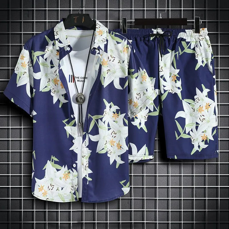 Conjunto Havaiano Camisa + Shorts Masculino